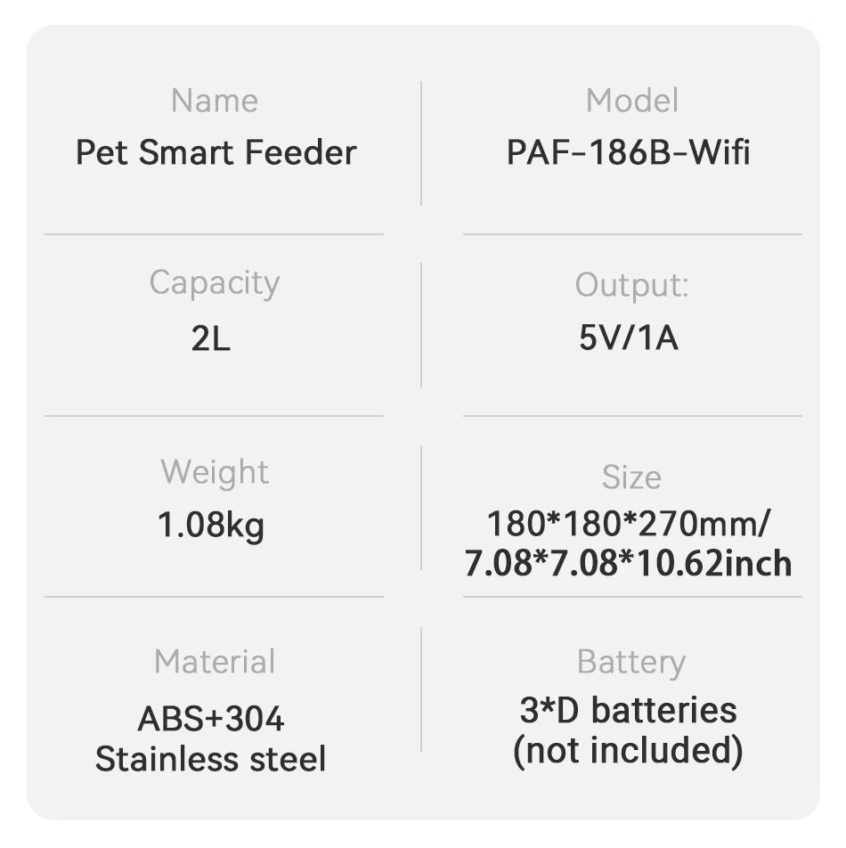 Distributeur automatique de croquettes 2L — Programmable Wi-Fi