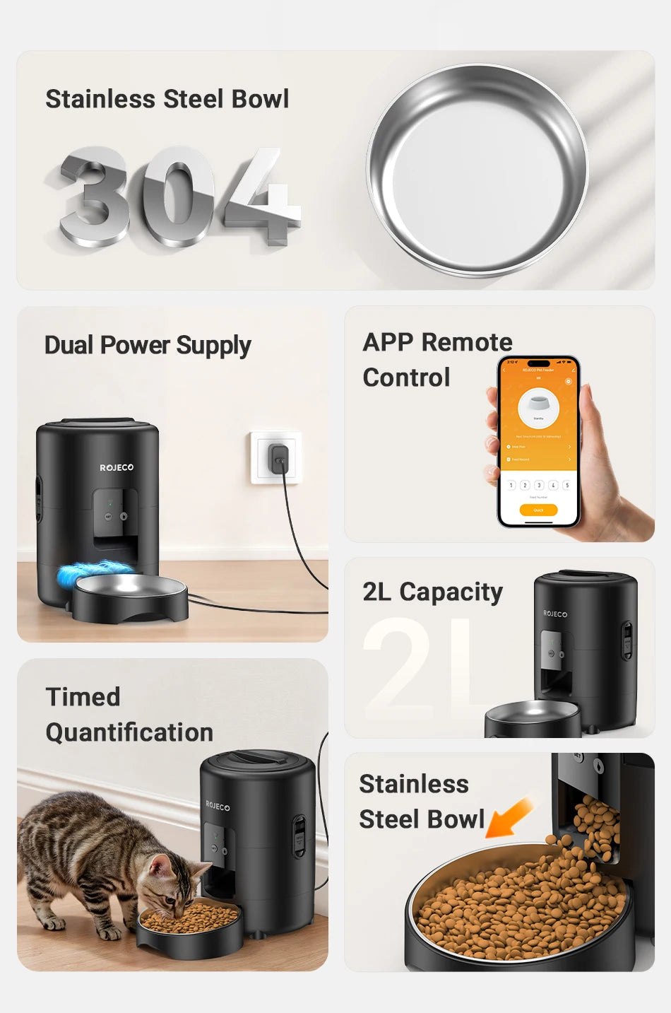 Distributeur automatique de croquettes 2L — Programmable Wi-Fi